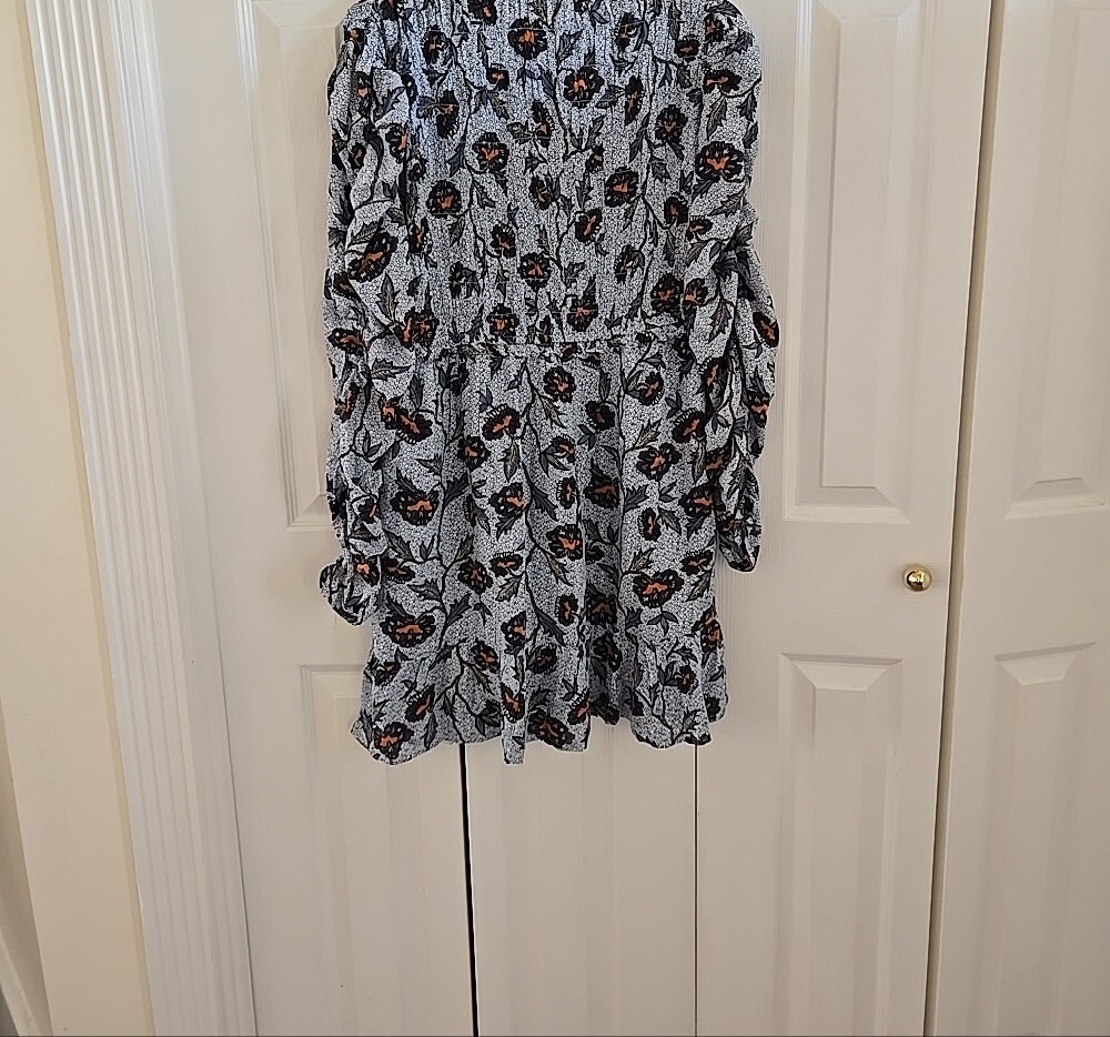 Anthropologie Floral V-Neck Long Sleeve Mini Dress - Picture 13 of 14
